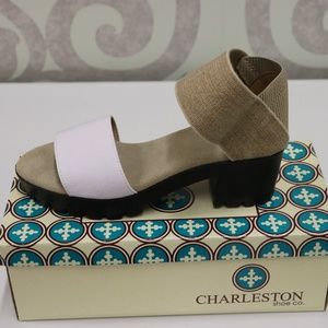 Charleston Shoe Co Monterey White Linen Sandal NWT